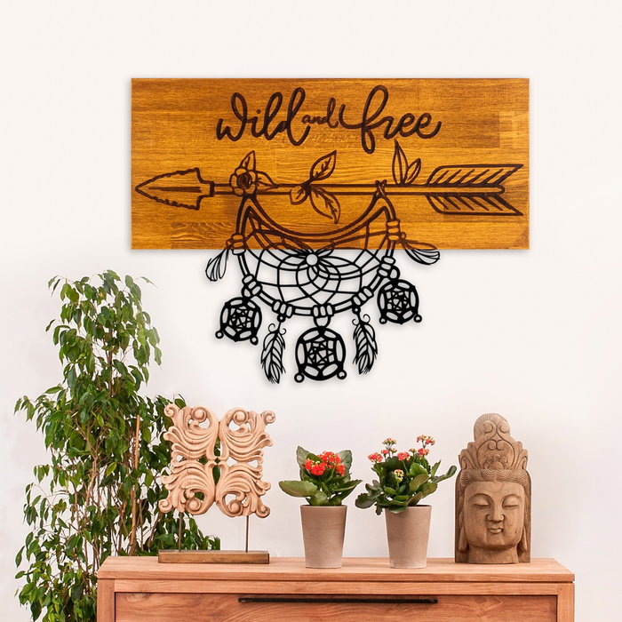 Wallity Wild and Free Escultura de pared de madera y metal Nogal y negro